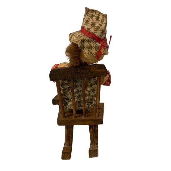 Vintage Rustic Corn Husk Bearded Man Rocking Chair Ornament - Picture 3 of 7
